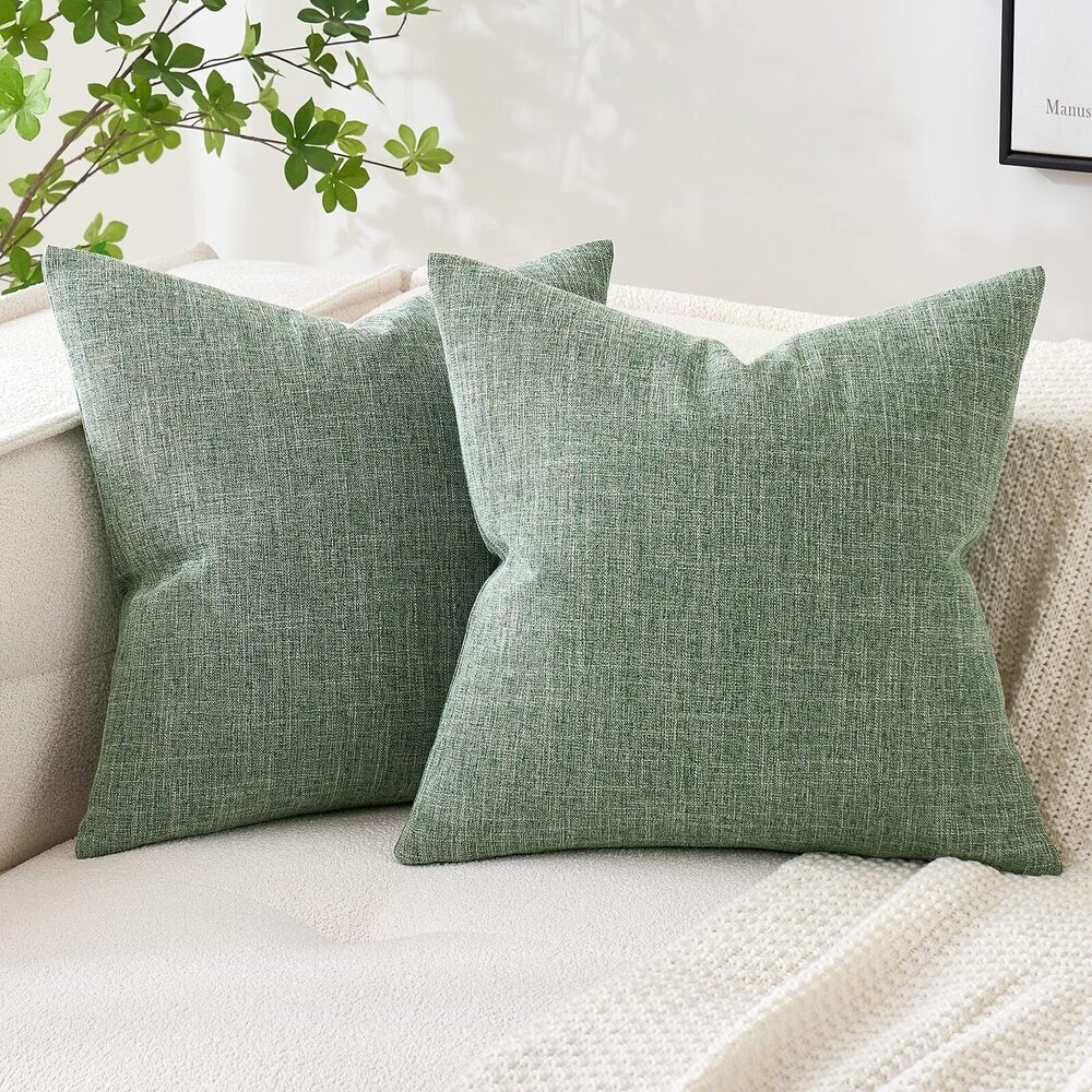 7895 Pack of 2 Decorative Linen Burlap Pillow Covers Farmhouse Boho Accent